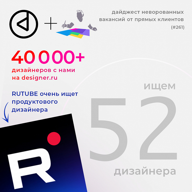 Дайджест #261 дизайн-вакансий в Telegram-канале @designer_ru